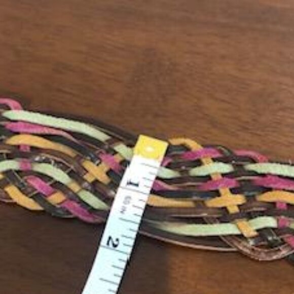 Fossil Woven Multicolor Leather Buckle Belt Size M. - Picture 12 of 16